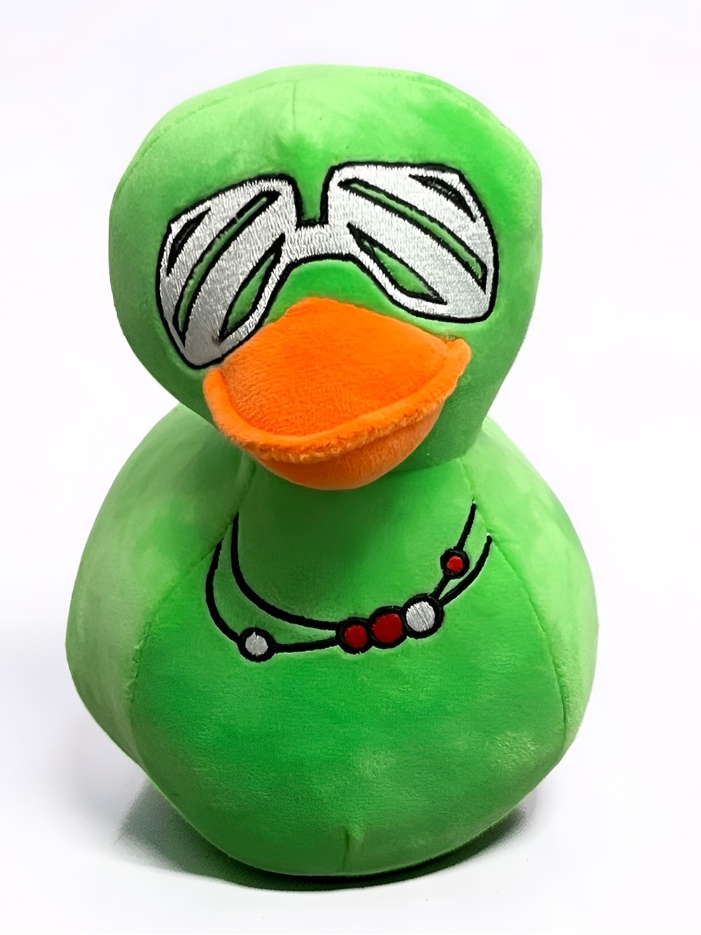 Green Duck Plush Stuffed Animal Sunglasses Beaded Necklace Cute Novelty